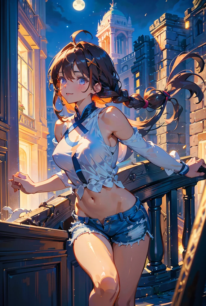 ((masterpiece)), ((Best quality)), (high resolution), (illustration), (an extremely delicate and beautiful), (ultra detailed beautiful face and eyes), nsfw,   1girl, leaning forward,  YukineChris, long hair, purple eyes, twintails, low twintails, ahoge, large breasts,volumetric lightning, moon night,knight_armor
detailed skin texture, detailed, volumetric shadow, anime screencap,Highest quality, Sorceress, ancient lonian nobility, ((tan skin:1.2)), (brown skin color),Long hair, twin braids, hair ornament, wine colored hair, smile, Below average size breasts, bare shoulders, Leg spread、Groin、Yukine Chris、Wet condition
nude、Wet_shirt,Wet _underwear、tear_underwear
8K, masterpiece, Best_quality, high_resolution, ultra_details, detailed, 1girl, 独奏, looking_at_viewer, upper_body, braid, bangs, white_hair, hair_ribbon, hair_between_eyes, blue shorts、style(open_reg,hip_up)

sidelocks,depth_of_field,french_braid, sharp focus, perfect hands, perfect face, perfect eyes, perfect light, dynamic light, natural light, Masterpiece, Best quality, Cang、green、moon、