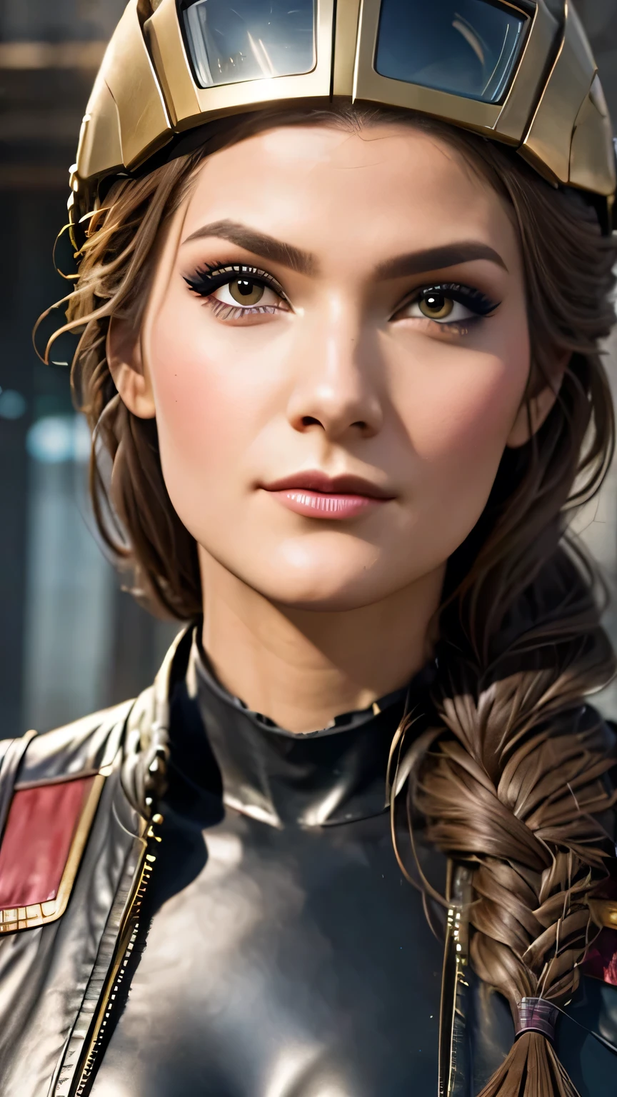 ((Face close-up))、A woman stands in front of a group of robots, Portrait of a steampunk woman, synthesis, Beautiful android woman, Stormy epic war scenes, Inspired by Richard Avedon, Black Dieselpunk Female Cyber Warrior, Redhead woman, Girl in cybersuit, Complex fashion clothing, Beautiful female soldier , Specialized Cyber Helmet、masterpiece, 最high quality, high quality, High resolution、(Pause_random), ((Face close-up))、Face close-up、