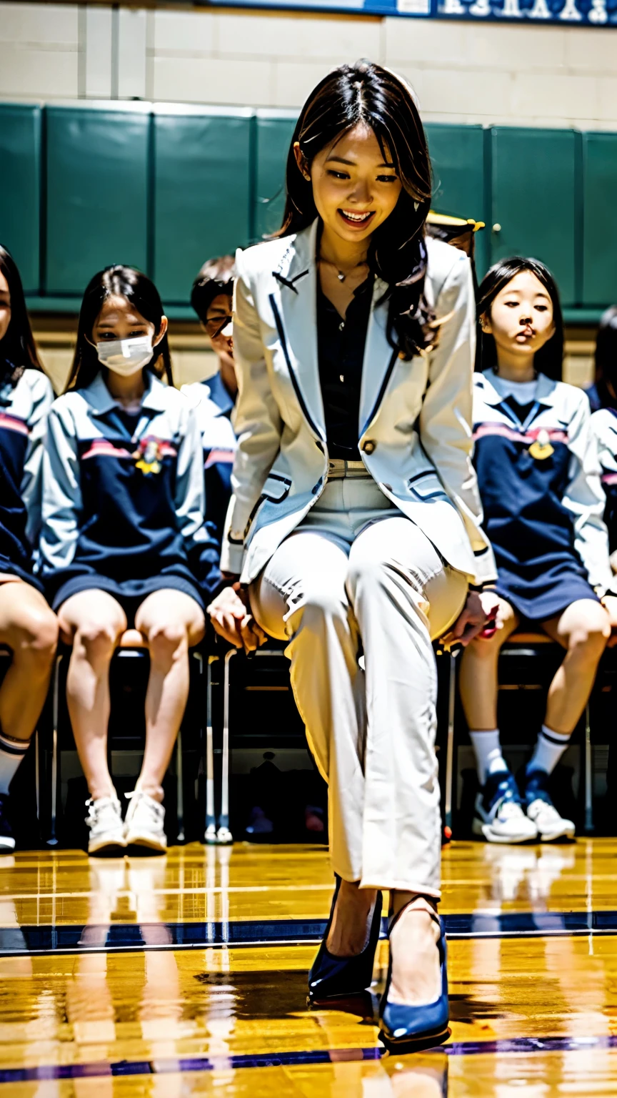 A female teacher urinates at a student graduation ceremony、Pee leak、Peeing、Lots of pee、From below、Gazing at the audience、White suit、High heels、Perfect figure、so beautiful、Japanese teacher、There are many students lined up and seated in the gymnasium..、The female teacher is standing among the rows of students and peeing.、I'm so embarrassed I can'Can't stop peeing、The female teacher is receiving relentless scorn from the students.