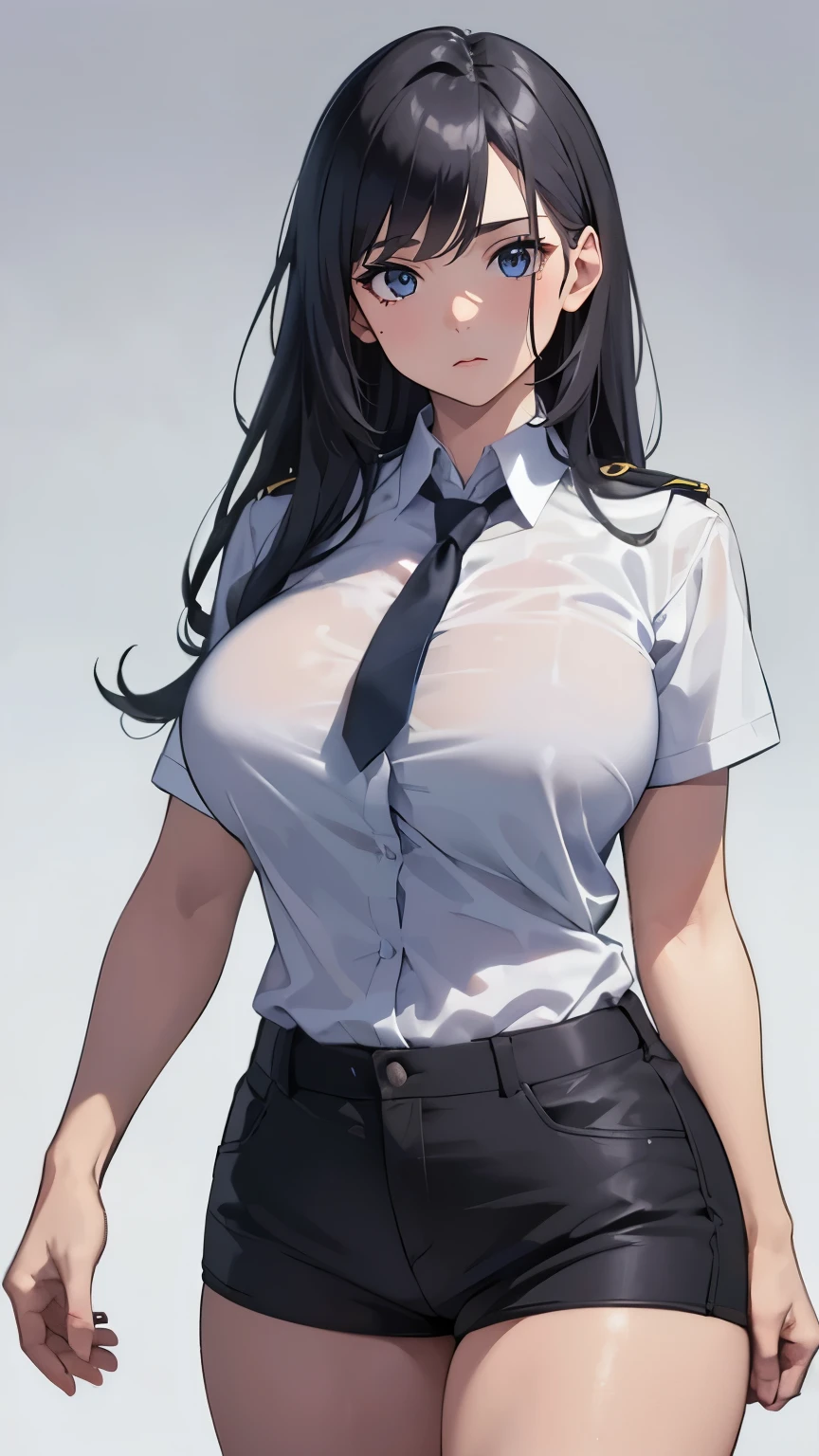 ‎Classroom　Black hair matching bangs　(embarassed expression:⒈5) (Pull up your uniform and show off your breasts:⒈5) (small tits:⒈5) NSFW