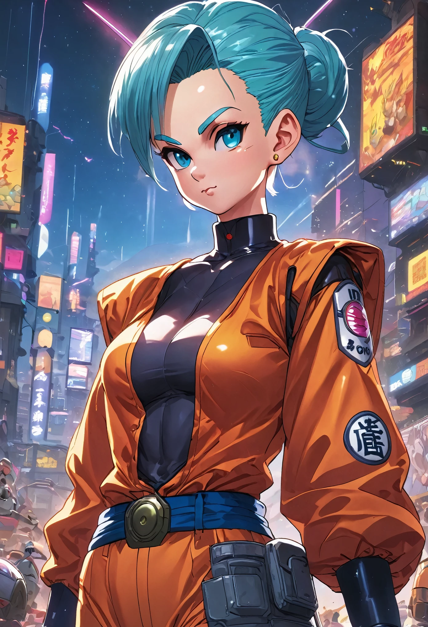 Bulma, dragon ball, Cyberpunk Uniform, sexy pose