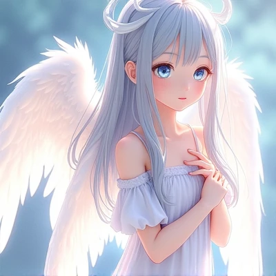 nswf, (1girl, solo:1.3), ultra realistic, photorealistic, sexy Angel, nimb over the head, wings halo of a saint, long white hair, silver eyes, big boobs, squat, full body view, full gwowth, blue fluffy dress, perfect face, detailed face, detailed eyes, white shoes, (white room backgroud), masterpiece,  lewd body, hentai body, ultra sexy body, ultra erotic, sexy, erotic, lewd,  cute face, hd, hdr, best quality, lots of details, ultra sharp, ultra detailed, colorful, mesmerizing eyes, captivating smile, perfect proportions, radiant complexion, alluring gaze, feminine charm, timeless beauty, highly detailed, sharp focus, soft lighting, dreamy atmosphere, rich color palette, complementary colors, 8k resolution, octane render, ray tracing, HDR, photorealistic, masterpiece, award-winning, trending on Artstation, global illumination, hyper-detailed skin texture, enchanting, mesmerizing, unforgettable, (masterpiece), (best quality), (ultra-detailed), very aesthetic, illustration, disheveled hair, perfect composition, moist skin, intricate details, concept art, digital artwork, illustrative, painterly, matte painting, highly detailed