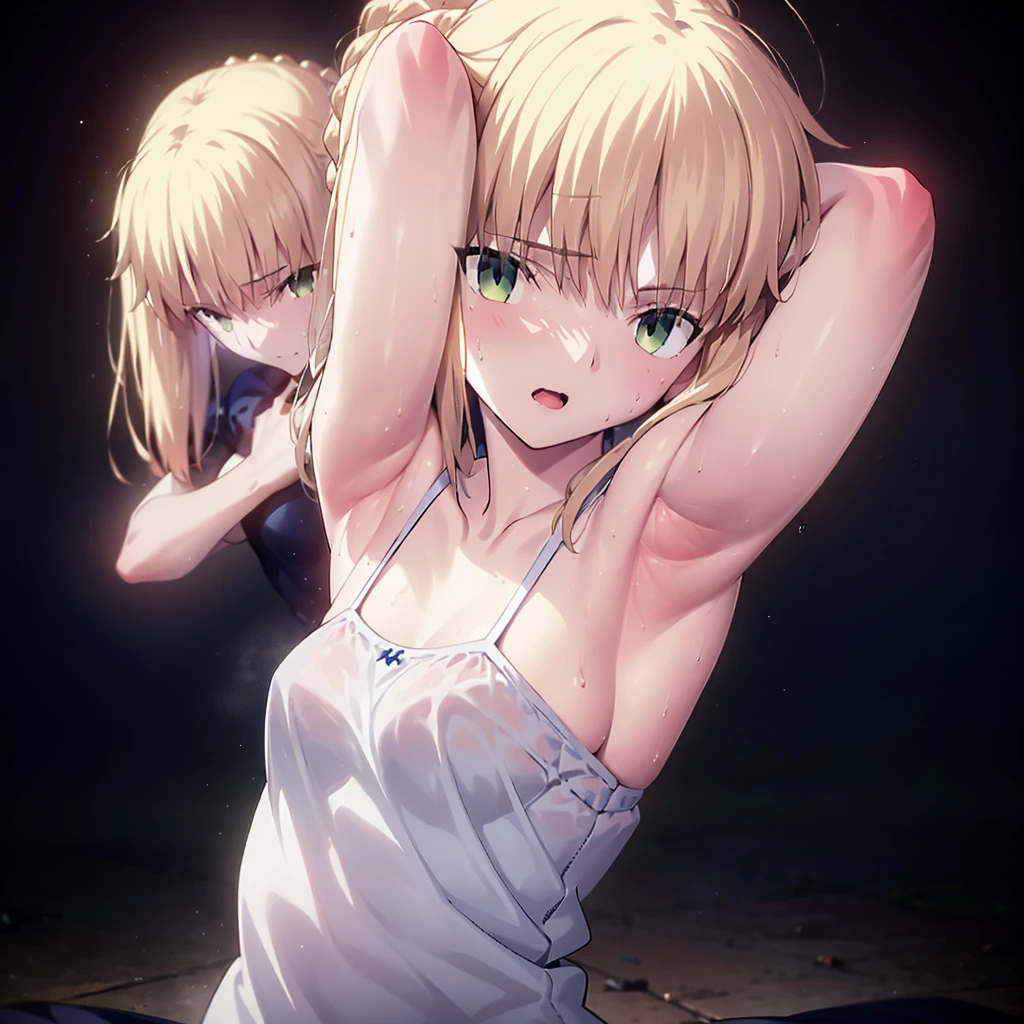 High resolution, 最high resolution,high resolution,{Things to know_f de stay night ufotable:1.15}, Rubio_ Best Quality, masterpiece, フルnude,Sweatだく,Blushing,smile,Armpitアップ,Sweat,Armpitを広げて見せている,bed,Moist,Blonde,whole body,pubic hairあり,Love juice,Armpit,side,sideの下,Armpitの下,sideアップ,Sweatをかいている,sideSweat,Upper Body, 1 person,sideズーム,Armpitズーム,Armpitを見せつける,sideを見せつける,両Arms behind head,nude,Raise your arms, Inner cavity reflection,whole body,Two arms,Alone,sexy,1 personだけ,Looking at me,膣からsemenが垂れている,front,pubic hair,Obscene lines,Ray tracing,Slender body,E Cup,Embarrassing,Armpit強調,side強調,ArmpitSweat,sideSweat,Wet Skin,Open your mouth,Noise Reduction,((Place your hands behind your head)),Emphasis on the crotch,Chest Enhancement,stage,Perfect lighting,体をfront,Look up,looking at the camera,真front,I don't want to go away.,体をfront,両Raise your arms,両Arms behind head,Embarrassing,Hands behind head,Hotel Rooms,bedの上,全naked,naked,膣からsemenが垂れている,bedに横たわる,,フルnude,オイルを塗ったテカテカのsideの下を見せる、オイルを塗った光沢のあるsideの下:1.30、Surreal、sideの下、オイルを塗った光沢のあるsideの下:1.30、光沢のあるsideの下、オイルを塗ったぬるぬのsideの下:1.30、ぬるぬるした光沢のあるsideの下:1.20、明るく詳細なsideの下、sideの下の細かいシワ:1.7、リアルなsideのシワ:1.7、sideの下を照らす光:1.4、side毛穴の細部まで), Armpit見せポーズ,side見せポーズ,Nipples,Nipplesが立っている,No clothes,素っnaked,Armpitアップ,sideアップ,NaughtyなArmpit,Naughtyなside,Sweat,Naughty,Arms behind head,Armpitを広げる,sideを広げる,Embarrassed look,Love juiceが垂れている,NaughtyなPussy,体をfrontへ,pubic hairが生えている,pubic hair,semen,semenまみれ,Naughtyな体,Naughtyな身体,NaughtyなPussy,Naughtyなgenital,genital,NaughtyなPussy,Naughtyなnaked,Naughtyなnaked体,Naughtyな肉体,Naughtyなボディー,恥ずかしそうにArmpitを見せている,恥ずかしそうにsideを見せている,lotion,lotionまみれ,Vaginal fluid,Vaginal fluidが垂れている,Love juice,Love juiceが垂れている,semenでベタベタ,Sticky with semen,Sperm,Spermまみれ,Spermでベタベタ,Pussy,Pussyを見せつける,Pussy,Pussyを見せつける,Embarrassed look,Groinにタトゥー,Groin,View your viewers,genital,女genital,湿ったArmpit,湿ったside,smile,4K,（8k）,Noise Reduction,Place your hands behind your head,Emphasis on the crotch,((Place your hands behind your head)),(Shiny, oily skin), Raise the hand, (Raise your arms above your head:1.5), Put your arms behind your head, sideの下, (sideの下 into viewer's face:1.5), (View your viewers:1.5), Raise the hand,蒸れたArmpit,蒸れたside, sideの下を露出させる,Armpitの下を露出させる,両手を頭に当ててbedに座わる,蒸れたArmpit,蒸れたside,Armpitをアップ,sideをアップ,