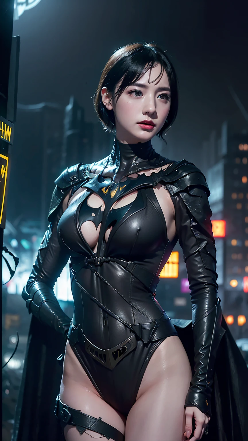 masterpiece, best quality,16K、Ultra-high resolution、50 year old woman posing for photo wearing bikini catwoman bodysuit, scifi character, cyber punk,20-year-old girl, SF Women, Beautiful Skin,Anatomically perfect and beautiful hands and fingertips,
 akihiko yoshida. Unreal Engine, Futuristic clothing and helmets, 美しいcyber punk女性モデル, Photorealistic perfect body, SF Womenキャラクター, Quieter than Metal Gear Solid, Smooth, Glowing Skin,((Gotham City street corner background at night:1.5)),sharp、35mm、16ｋ、