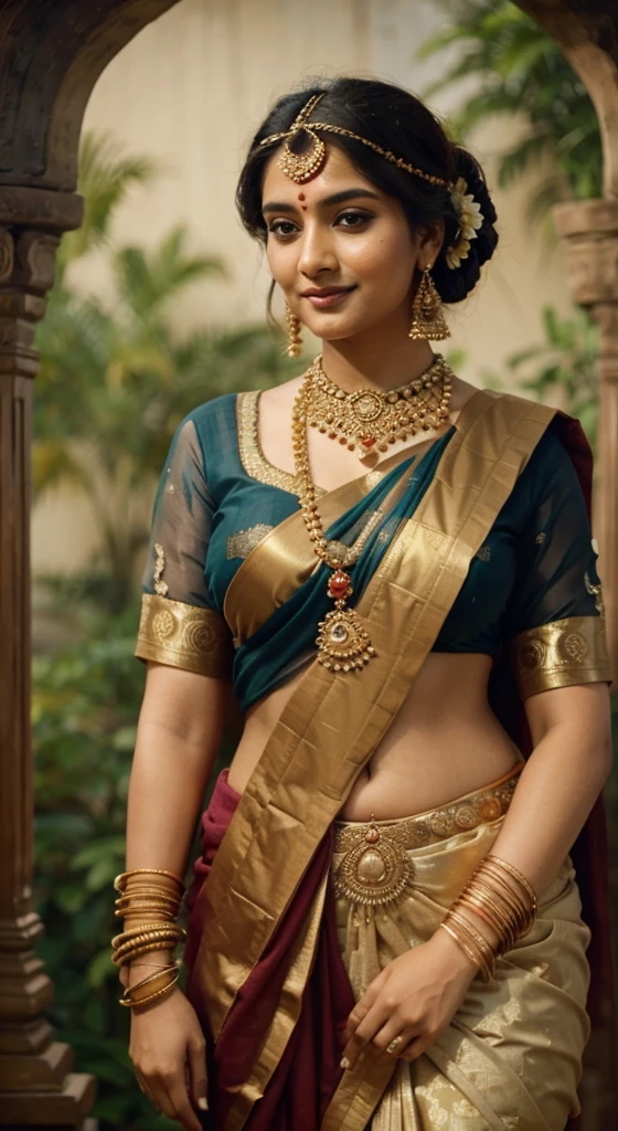a beautiful young indian woman, wearing a colorful traditional sari dress, lifting her saree (skirt lift) to reveal her private area, long dark hair, detailed ???????? visible, detailed facial features, sensual expression, intricate jewelry, warm lighting, lush indian landscape background, wearing lots of jewellery, smile on face, lusty look, perfect composition, hyperrealistic, super detailed, 8k, high quality, trending art, trending on artstation, sharp focus, studio photo, intricate details, highly detailed, art by greg rutkowski