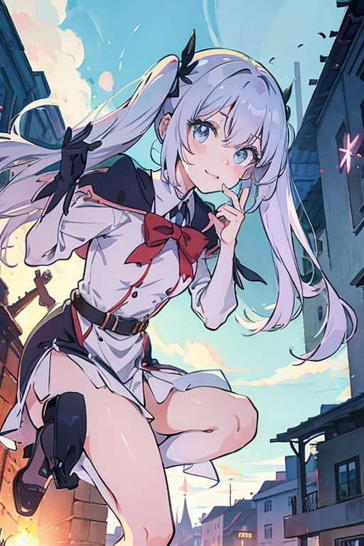 Soundless Kyoko Low Angle、Long skirt、

Navy blue skirt Holding the skirt that is being blown up by the strong wind with her hands Long skirt uniform、The color is dark blue、

、A skirt that flips up in a strong wind A bright white anime plain white panties、The crotch is visible. Anime painting.、
