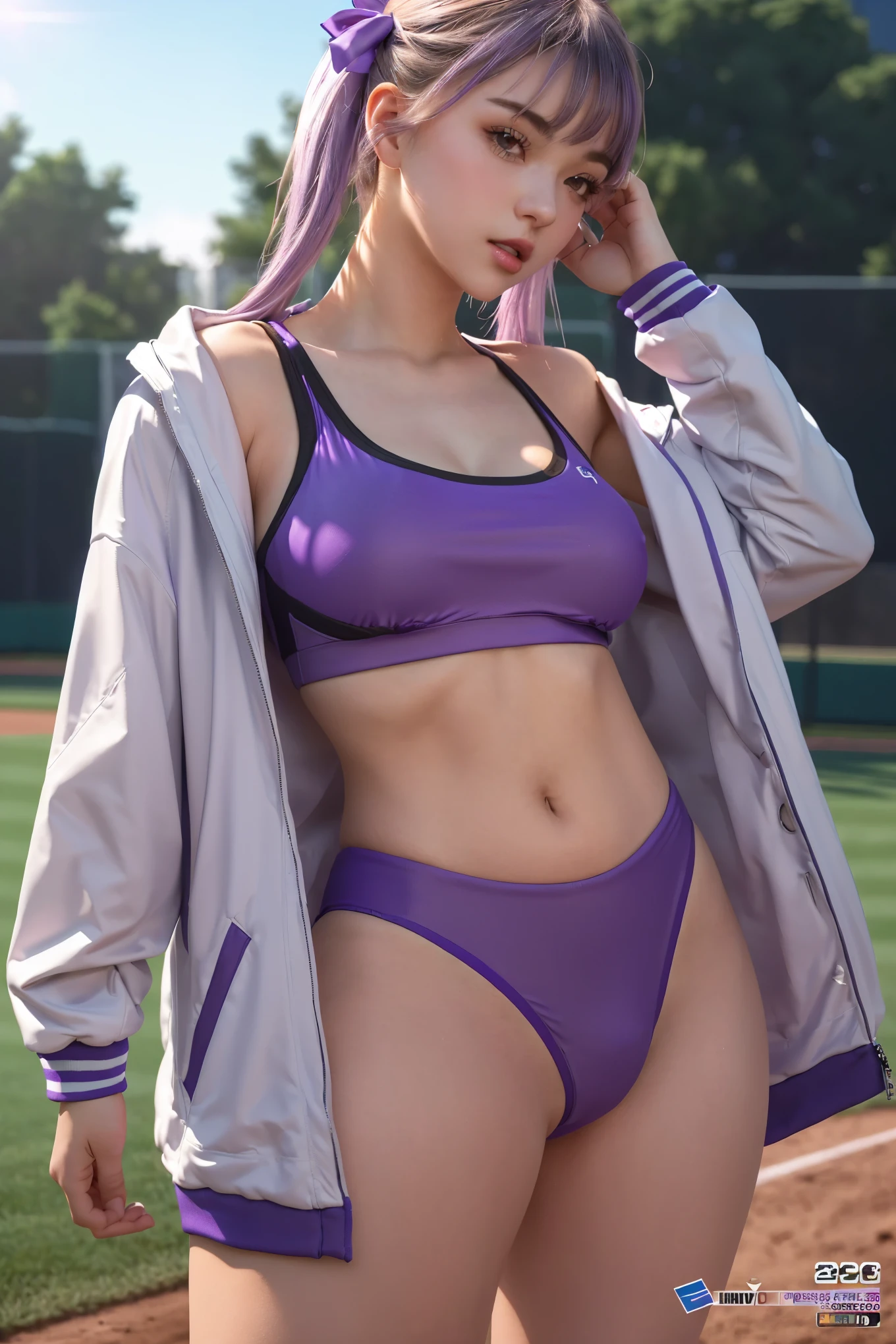 See-through sailor suit、Big Tits、Transparent nipples、Sheer skirt、Cheerleader、Volleyball court、Pussy line、Purple Hair