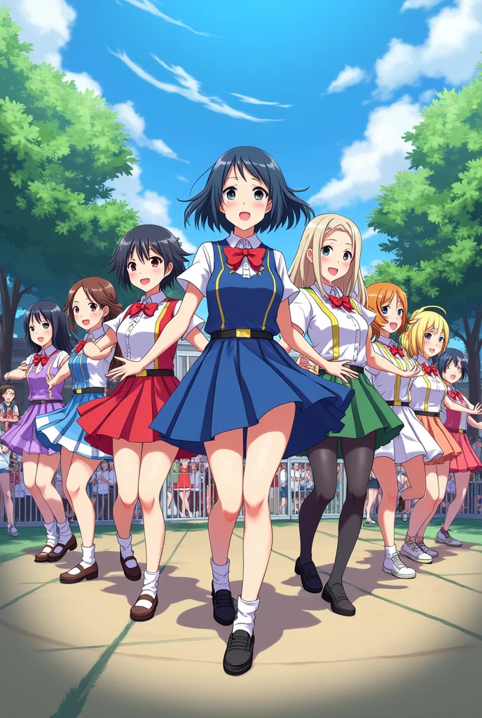 three angry women, 30 years old, thicc curvy body, wearing military outfit pleated skirt and boots, stomping the grass, viewed from below