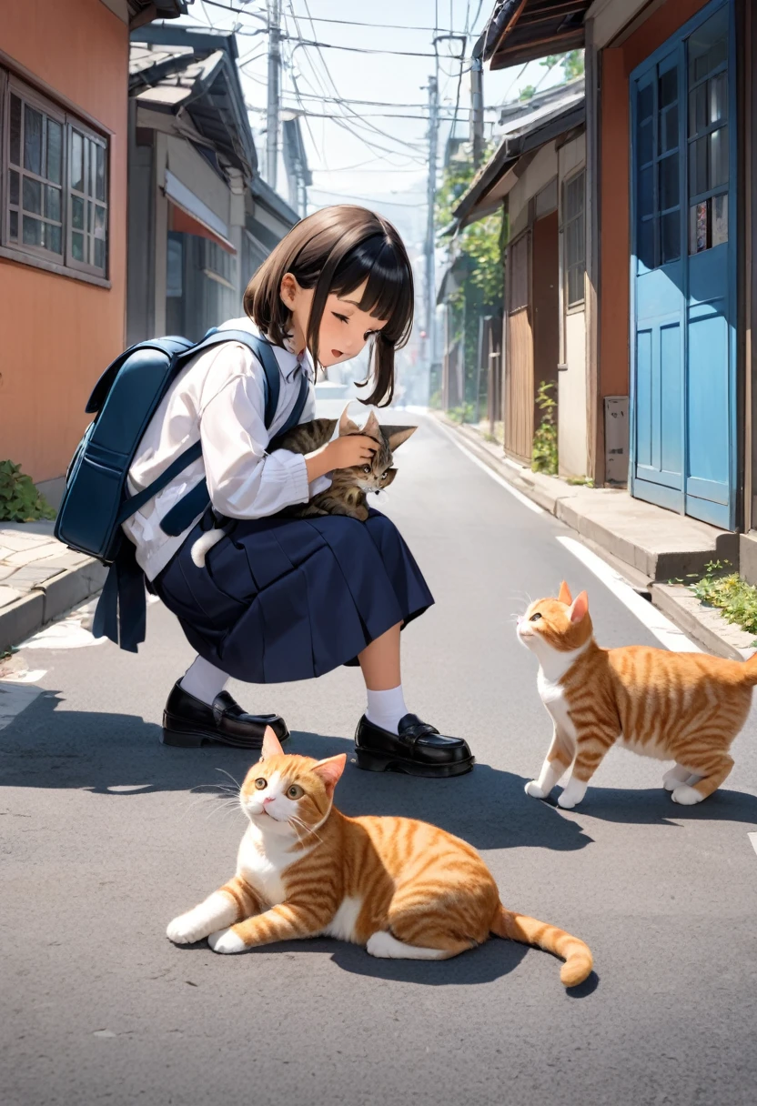 A cat with braces going to school