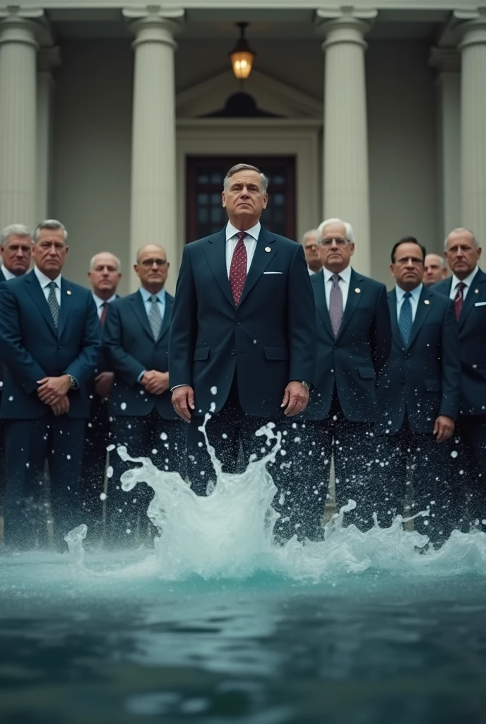 government and corproate leaders meeting in water or sea or volcano beacuse of climate change realistic --auto --s2