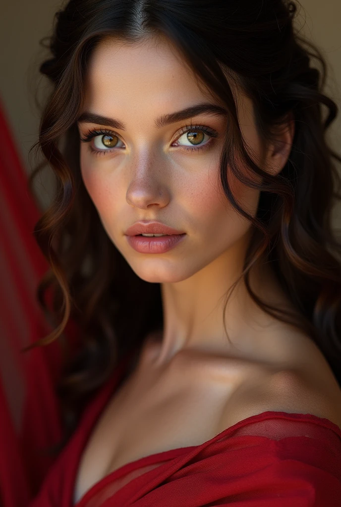 (((ultra realistic))) Photo, masterpiece, top quality, (pale skin), (Ultra detailed face and eyes:1.3), 1 girl, Kat Dennings , In Lifchik, ((Eye makeup, navy blue mascara)), ((large detailed lips)), ((dark wavy hair)), ((Stylish hairstyle)) , (Natural cleavage in dark-red bodycon dress:1.2), Slim waist, photoshoot, Harsh sunlight in lighting, (The play of light and shadows), depth of field, bokeh, (special attention to skin detail: 1.2), Detailed leather texture, skin pores. (Color range - delicate, Bright, amber and teal tones), UDR, ((Film grain)), ((rays)), (Glare), ((full up portrait, close to the camera)) , ultra detailed space scene,