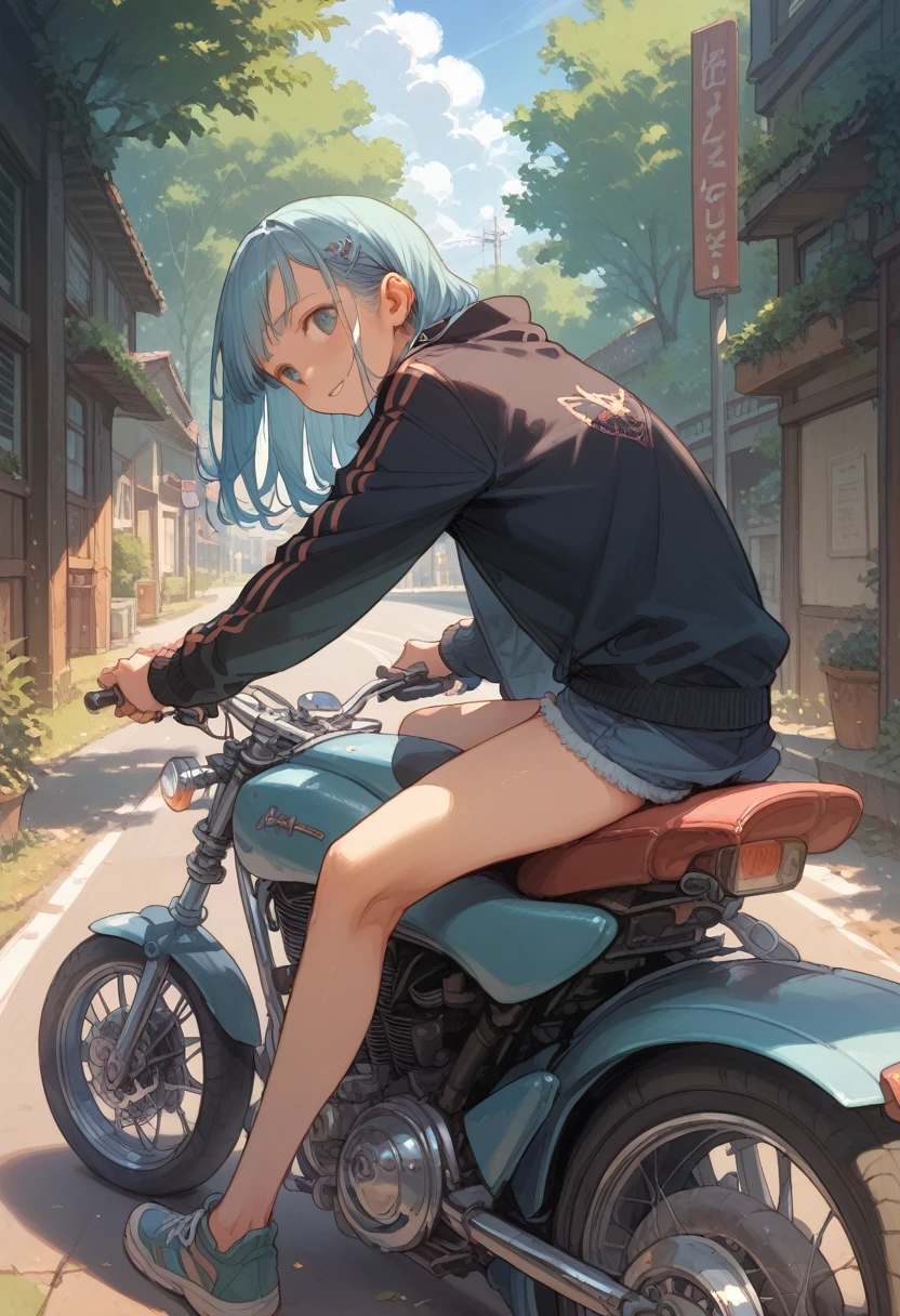 Riding on motorcycle