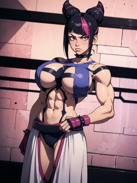 (best quality, masterpiece, raw photo,ultra-detailed:1.2), 1girl, solo, foujuri, pouting, looking at viewer, huge muscle mass, m...