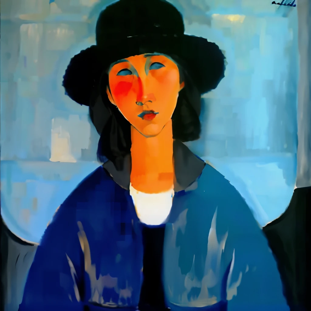 Woman painting blue