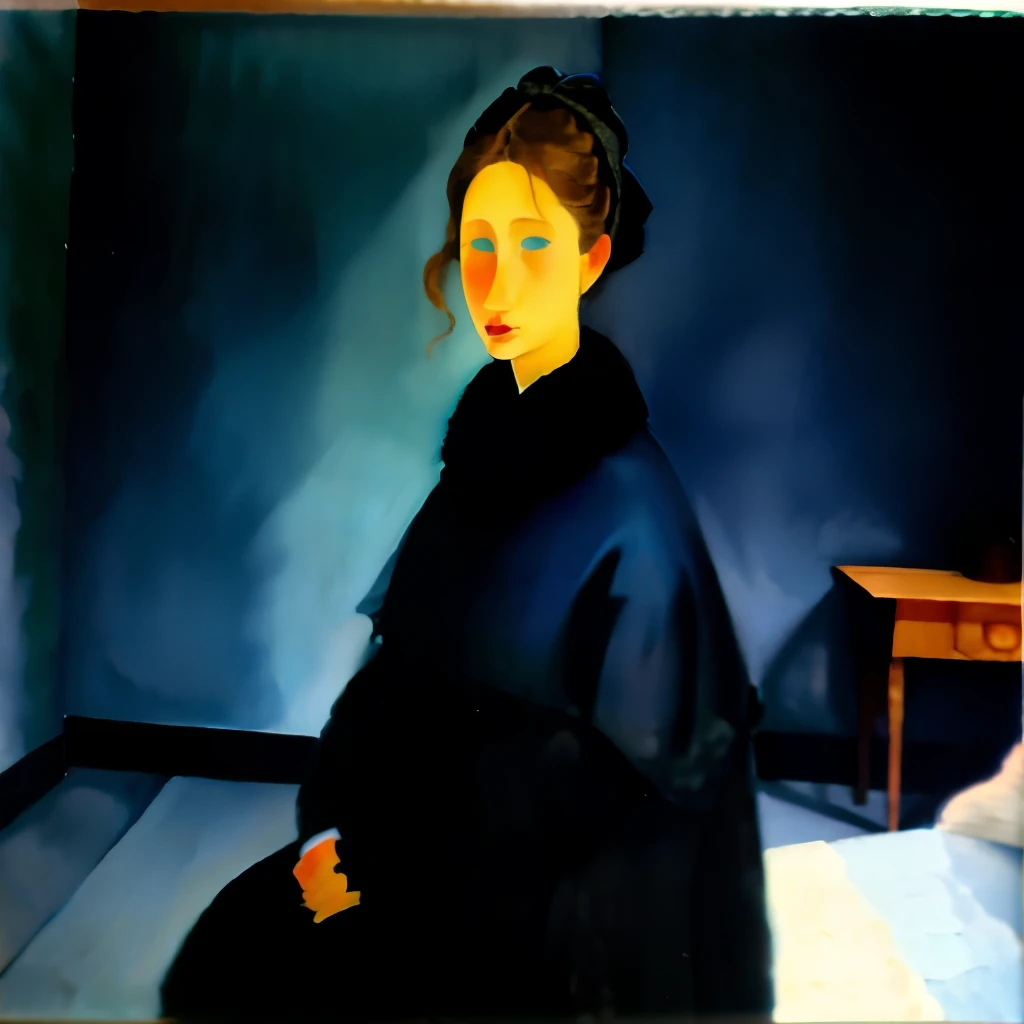 Woman in blue room