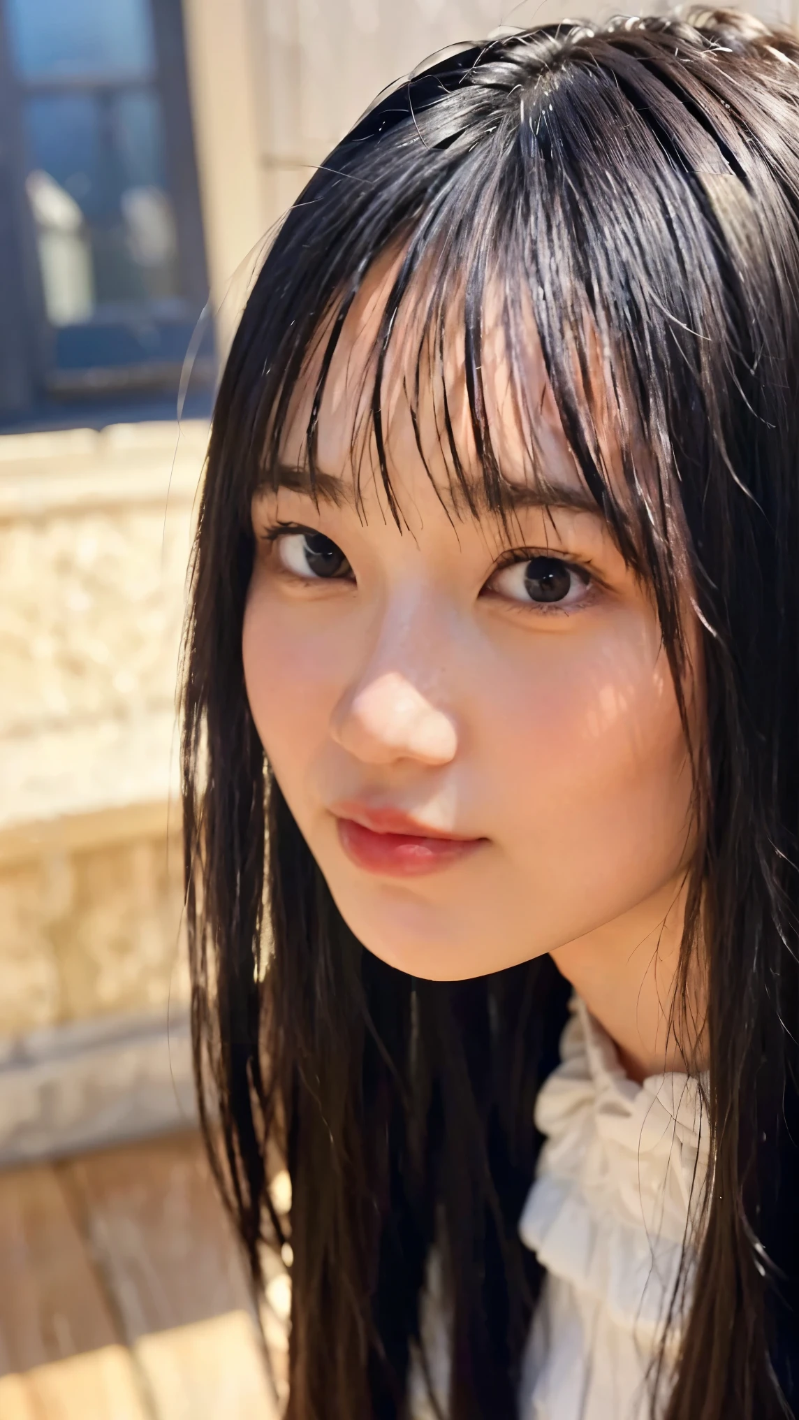 Cute Japanese Women Photos, smile:1.78, 20-year-old, Oil, One Length Hair＆Straight Hair Balm:1.55, (photo Realistic:1.4), (hyper Realistic:1.4), (Realistic:1.3), (Smoother lighting:1.05), (Improving the quality of cinema lighting:0.9), 32K, 1 person,20-year-oldの, Realistic lighting, Backlight, The light shines on your face, Ray Tracing, (Bright light:1.2), (Improvement of quality:1.4), (Highest quality Realistic textured skin:1.4), fine grain, Detailed face,(smile:0), (Emphasis on face close-up:1.3), (Enhances the beauty of skin texture:1.1),((Extremely precise and accurate anatomy:1.0)), (Enhances the beauty of skin texture:1.1), Clean and glowing skin, mesh, thin:1.2, (Realistic:1.3), Realisticなライティング, (Smoother lighting:1.05), 32K, One Japanese woman, fine grain, Detailed face, (Film Grain:1.1),(Accentuates body lines:1.1), High resolution, Natural look, Kind eyes, Improves hair quality, Delicate light and shadow, Transparent muscles, Graceful pose, Beautiful Eyes, Sharp details, Soft light reflection, Beautiful contours, Delicate skin tone, Fine hair texture,Cute Japanese Women Photos,