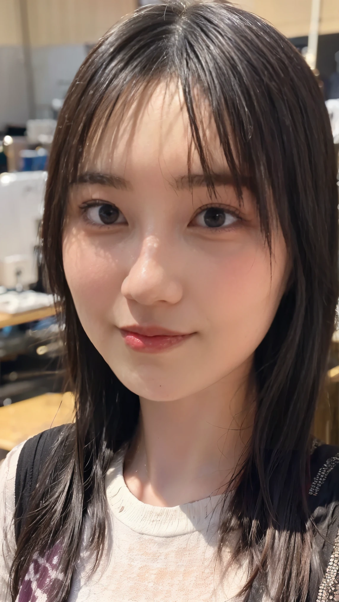 Cute Japanese Women Photos, smile:1.78, 20-year-old, Oil, One Length Hair＆Straight Hair Balm:1.55, (photo Realistic:1.4), (hyper Realistic:1.4), (Realistic:1.3), (Smoother lighting:1.05), (Improving the quality of cinema lighting:0.9), 32K, 1 person,20-year-oldの, Realistic lighting, Backlight, The light shines on your face, Ray Tracing, (Bright light:1.2), (Improvement of quality:1.4), (Highest quality Realistic textured skin:1.4), fine grain, Detailed face,(smile:0), (Emphasis on face close-up:1.3), (Enhances the beauty of skin texture:1.1),((Extremely precise and accurate anatomy:1.0)), (Enhances the beauty of skin texture:1.1), Clean and glowing skin, mesh, thin:1.2, (Realistic:1.3), Realisticなライティング, (Smoother lighting:1.05), 32K, One Japanese woman, fine grain, Detailed face, (Film Grain:1.1),(Accentuates body lines:1.1), High resolution, Natural look, Kind eyes, Improves hair quality, Delicate light and shadow, Transparent muscles, Graceful pose, Beautiful Eyes, Sharp details, Soft light reflection, Beautiful contours, Delicate skin tone, Fine hair texture,Cute Japanese Women Photos,