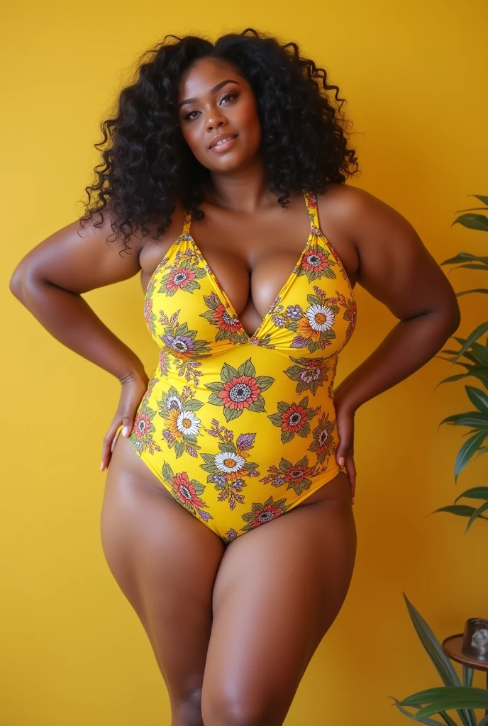 Plus size model woman is overweight and overweight with a lot of fat on her belly and buttocks, she has gained weight by eating too much, she has a very large belly and is obese, her face is beautiful like a model but her belly and buttocks are bulging and covered with a lot of fat and she is sweating a lot, she is an American sumo wrestler wearing a colorful bikini swimsuit and going into a sauna, sweating a lot, 4K quality