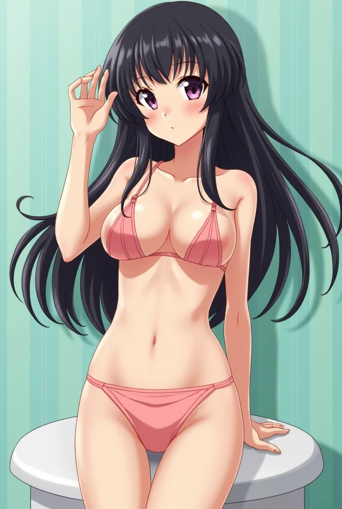 muste piece、highest quality、High resolution、nffsw、perfect pixel、1 girl、cute、perfect body、anatomically correct、beautiful eyelashes, realistic eyes、smile、((Clear pink heart pattern bra))、((Clear pink heart pattern panties))、Wearing only underwear、Smooth texture:0.75、blue sky outdoors、I can see your panties、Bra visible、Overall bright、cinematic light、black hair、brown eyes、angle from behind、Turn your buttocks towards you