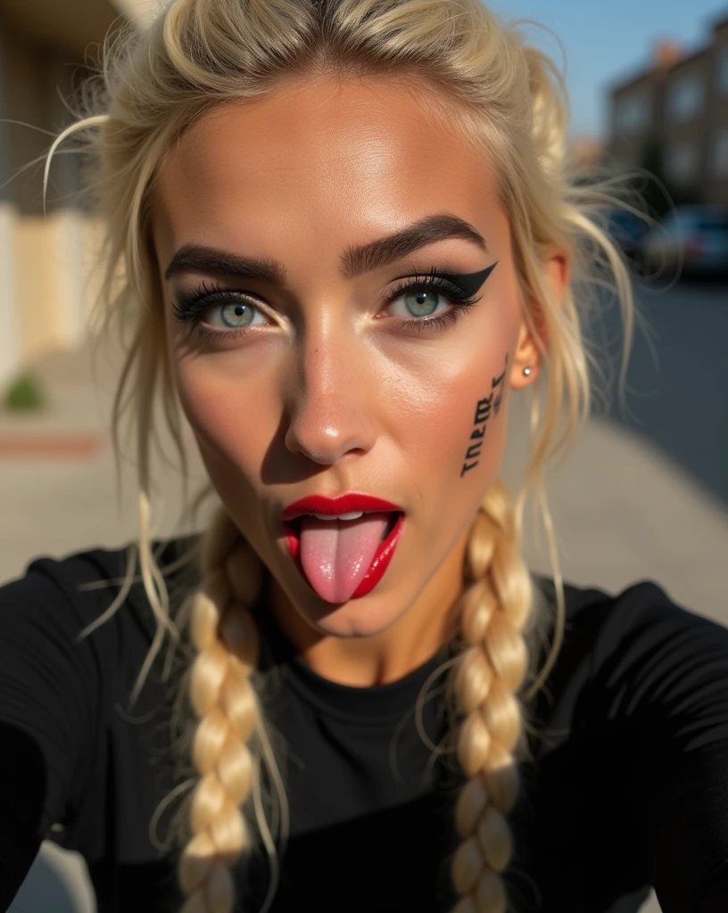 beautiful woman, looking at viewer, from the front, pov, smirk, cum, cum on face, cum on breasts, cum on clothes, mouth full of cum, detailed cum, facial, cum all over her face, outdoors, topless, pressing her breasts, choker, bokeh, amateur, highly detailed, masterpiece, 8K, cinematic, waist up portrait