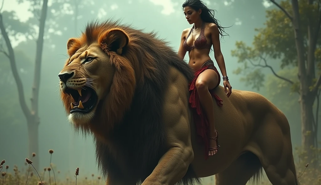 (RAW photo), (Realistic,24k), (photo-realistic), ultra high resolution, masterpiece, highest quality, portrait, facial portrait, perfect lighting, detailed lighting, dramatic shadow, ray tracing, 1 beautiful slave girl, , ((Idol face)), perfect anatomy, dark skin, Voluptuous, cleavage, symmetrical eyes, beautiful detailed brown eyes, chubby lips, big thick thighs, abs, muscle, shortcut hair, black hair, half open mouth, (wearing a erotic Gladiator costume), (in Rome Arena), (fight with Lion),