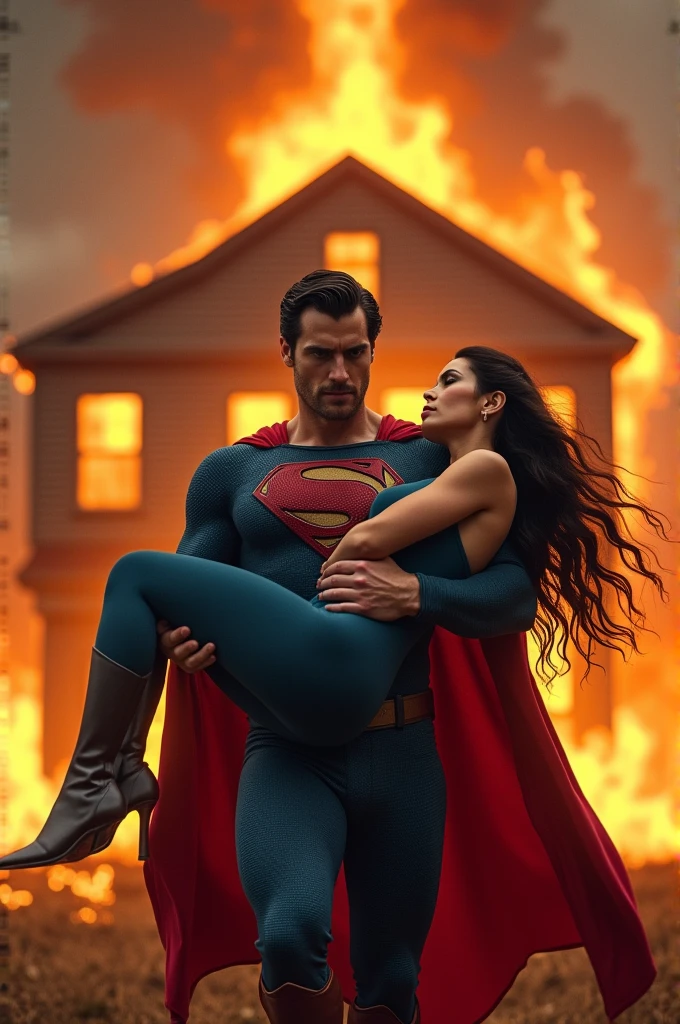 Superman and Wonder woman lay down in old and dark factory and around blood exist
