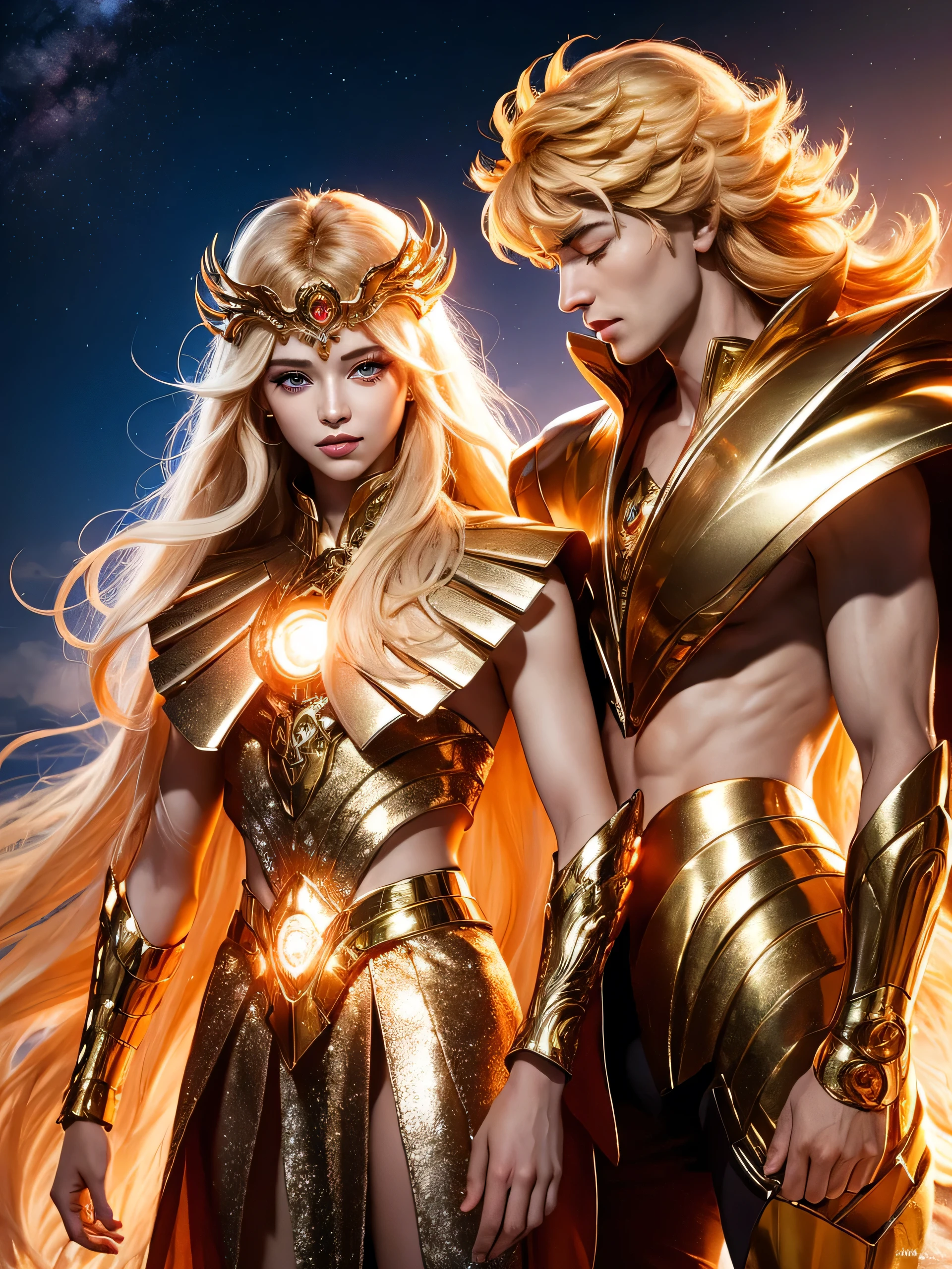 a beautiful highly detailed digital painting of gaia the primordial goddess and uranus the sky god, intricate mythological scene, the birth of the olympian gods, dramatic lighting, cinematic composition, epic fantasy, vibrant colors, dramatic clouds, glowing energy, volumetric lighting, hyper realistic, 8k, best quality, masterpiece