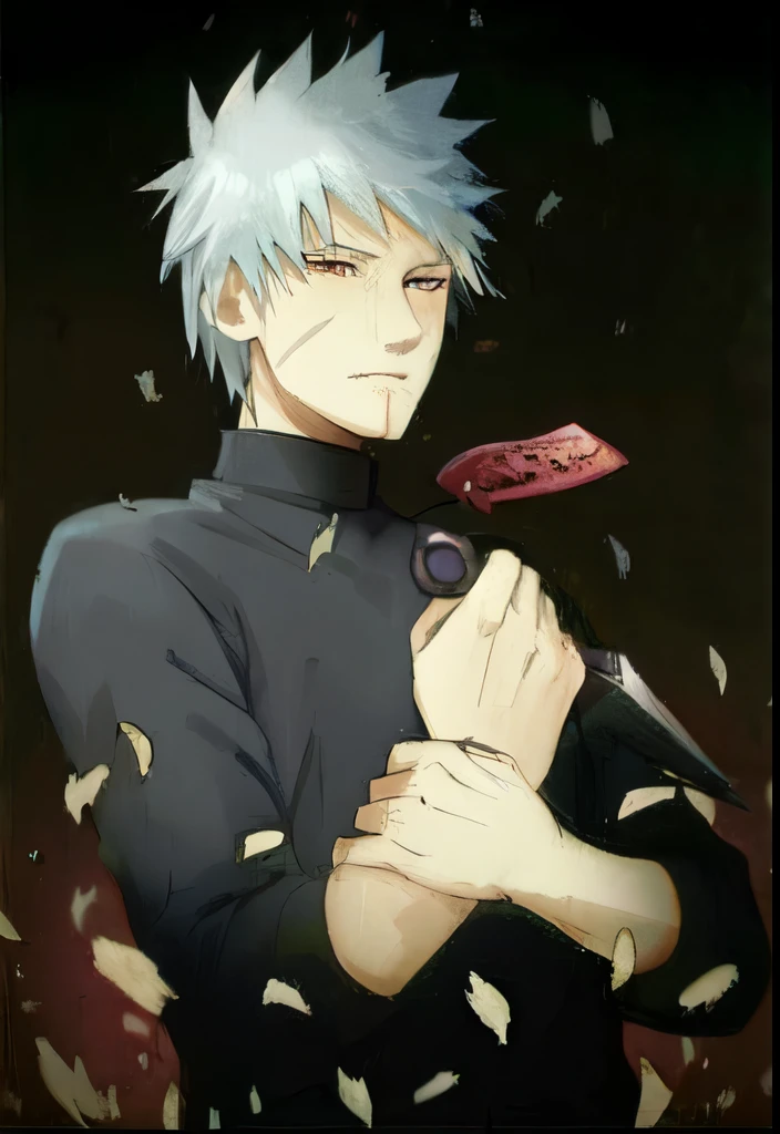 (8k wallpaper:1.2),(Ultra-high resolution:1.2),(masterpiece:1.1),wallpaper,High quality,masterpiece,(High detail),1man,solo,(pale skin:1.2), (hollow Ichigo),anime guy with white hair and yellow eyes staring at the camera, ichigo kurosaki, bleach manga style, ichigo, bleach, roguish smirk, shinigami, official art for bleach, yellow eyes