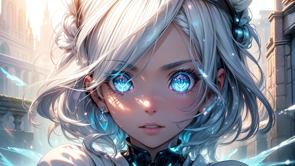 (((masterpiece))),(((Highest quality))),((Very detailed)),(figure),(Dynamic Angle), ((floating)),(paint),((Disheveled Hair)), (alone),(One girl), ((Mid-chest)), (((Detailed anima face))),((Beautifully detailed face)),collar,Exposing shoulders, Gray Hair, ((Colorful Hair)),((Striped Hair)), Beautiful attention to detail,(Gradient color eyes),(((Colorful eyes))), (((Colorful background))),(((High saturation))),(((Surrounded by colorful splashes))),(((Surrounded by colorful dots))),Colorful Bubbles,((The Shining))