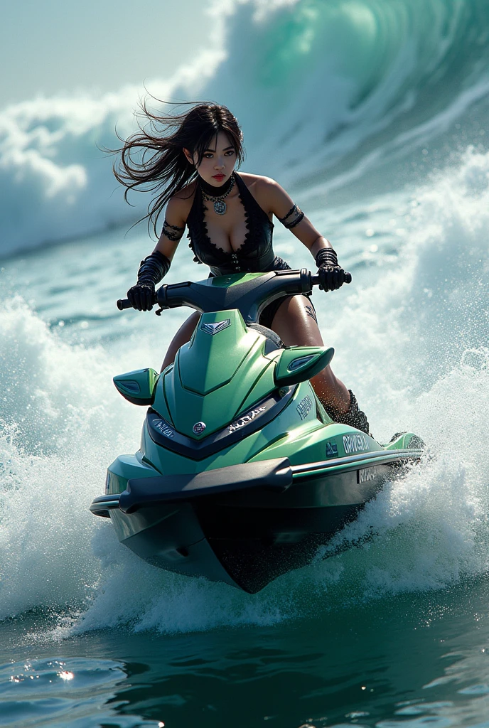 A girl drives a vehicle，Driving on the sea，(Extremely detailed Cg Unity 8K wallpaper),(((Masterpiece))),(((Best quality))),((Ultra-detailed)),(Best Illustration),((An extremely delicate and beautiful)),Dynamic Angle,Wind,classic,Spring,(Detailed light),(Sunlight),Beautiful and delicate water,(Painting),(Sketch),(full bloom),(Shine),From the movie《New Century Evangelion》，Black Themes，Best quality,Masterpiece,Realistic,professional,Vivid colors,Ultra-fine painting,Portrait,anime big breast,Photogram,number art,Fantasyart,3d graphic,Cinematic_lighting,Strong_rim_Light,rim-light,Ambient_Light,Tyndall effect,moodylighting,Huge_filesize,Real,Male pervert,Mecha musume,Cyborg man,Tights combat suit,power armour，Cut clothes，Japanese_Armor, Steampunk style, Futuristic combat-ready motorboats skim the water with a ferocious presence. Intricate gears and brass fittings adorn its hull, Showcasing the perfect blend of advanced technology and Victorian aesthetics. This realistic masterpiece glitters in the sun, ready for action.