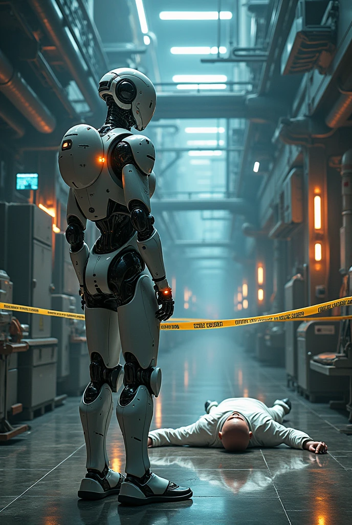 Dismantled robotic girl lying down being assembled by machines in a factory, of robots Human body Robotic arms and legs without clothes Apparent body parts Robot laboratory