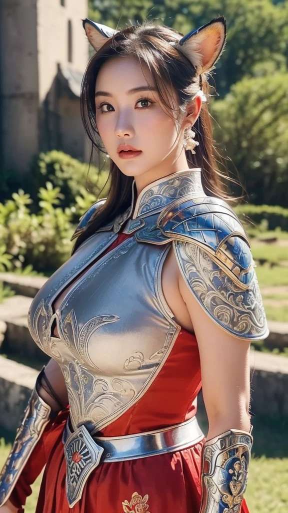 (1 female)), ((16K)), Mature Woman, ((((Female warrior with a spear))))、(((Attractive Swedish model:1.0))),((Beautiful Swedish Model))、(((Fox ears)))、(((Fox earsの女性)))、(((Ao Dai)))、(((Vietnamese national costume)))、(((Voluptuous body))),(((Big Breasts))),(((Big Breasts))), ((8k, Highest quality:1.2))、((masterpiece)), High resolution, (Skin Texture:1.1), Highest quality, 超High resolution, (Realistic: 1.4), RAW Photos,((Perfect Face))、Age 35, , Blonde,Voluptuous body、(((The background is a Vietnamese landscape.))), ((Female Warrior with a Sword)), masterpiece, ((Ultra HD)), Insane Details, Realistic, Detailed face, 詳細なSkin Texture, Blurred Background, (( Wearing a breastplate)), (((Big Breasts))), (Ancient fantasy soldiers),(Ancient soldier armor),Combat Accessories,vision, Perfect Face, Delicate eyes, Voluminous lips, Long, narrow eyes、Big eyes, ((Images of Vietnam))、(((Armor with intricate patterns))、Looking into the camera、Looking into the camera、Metal shoulder pads、Woman with a spear、Red and white outfit、Dynamic Napause