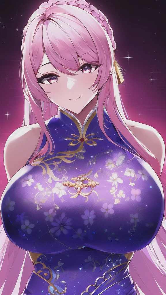  Huge_chest, alone, China_dress, 星nullの_null, Highest quality, Detailed face, Detailed eyes, High resolution,Upper Body、Evil female executive、Wicked Smile、chestの谷間、Sexy pose