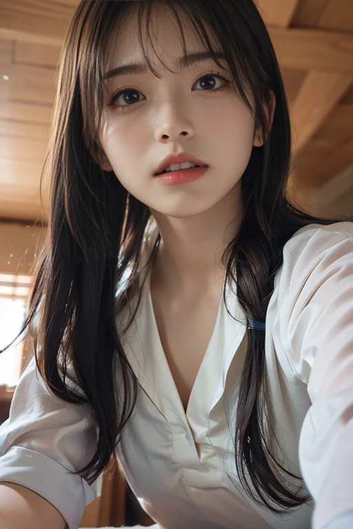 (View from below:1.3),(Lying on me:1.4),(Loving me:1.3),(looking Happy,lovely expression:1.4),(in my bed),(1 beautiful Highschool girl,uniform,slim,small breasts,medium straight hair,side bangs),BREAK,(8k,realistic photo style,Photorealism, photorealistic, hyperrealistic,highest picture quality, high res, best quality,cinematic, intricate details,Ultra Fine details, real light and shadow,tack sharp,shot from movie, professional color grading,sharp focus, film grain,high dynamic range, allure, highest detailed skin texture)