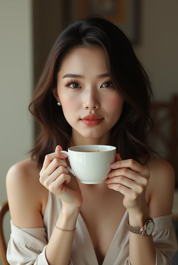 Woman drinking coffee