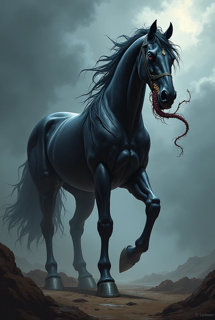 (grass field,feral,full body,foot,very black body,solo:2),(side view:0.85),upload on e621,by maldu, zaush, zackary911,(absorption,venom_assimilation,merging,transformation,tentacles,struggling,solo,4 legs,standing on ground,muscular,yelling,dripping goo,detailed wet black slime, torn liquid clothing, black slime covering skin, black slime webs on body, hyper black_mane:1.35),(very teeth,fang:1.35),(black body,stallion,horse),<lora:more_details:0.5> <lora:HyperRG:0.15> <lora:ai_2.0:0.5> <lora:Venom_gay_assimilation:0.8> <lora:Symbiote:0.5> <lora:Feral_V2.1:1>