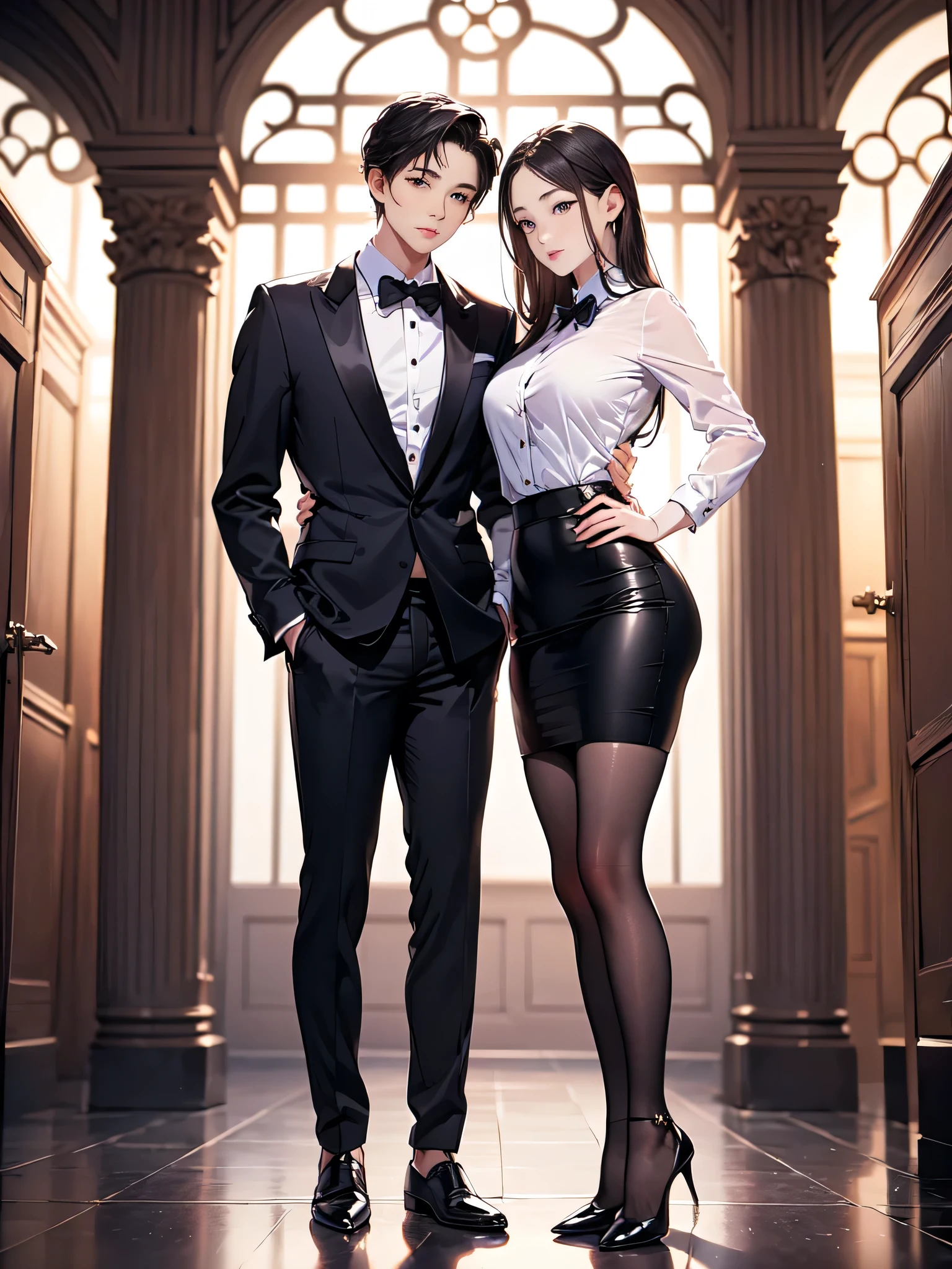 highest quality、High resolution、Super detailed、masterpiece、(Live shooting:1.5)、genuine:1.5、photogenuineistic:1.5、very delicate and beautiful、small details、(A young office lady wearing an office lady suit)、(A middle-aged man wearing a suit:1.8)、(super beautiful)、(beautiful face:1.7)、clear pubic bone outline,(Spread her legs:1.5)、(shibari:1.4)、(Jacket)、(mini skirt:1.5)、(white panties are visible from under the skirt:1.4)、(expression of ecstasy:1.4)、(sweating)、office chair、(office window side)、(At SFW:1.5)、(At night:1.5)