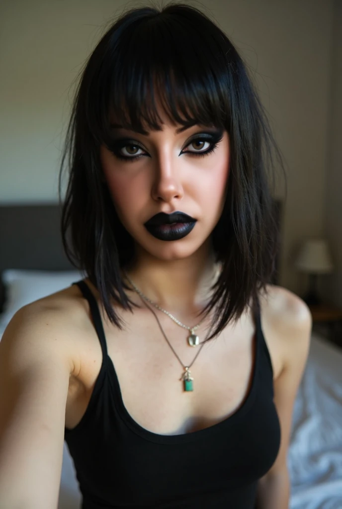 <lora:CyberEvelyn:0.7>CyberEvelyn, 1girl, black hair, bob cut, goth makeup, black lips, green eyes, realistic, grainy, amateur photo, small breasts,fully nude,black latex top,choker,shaved pussy,show pussy, in a night club,
masterpiece, extreme details, detailed, focus, masterpiece, realistic, photorealistic, 4k, 8k, 16k, highres
((creampie))