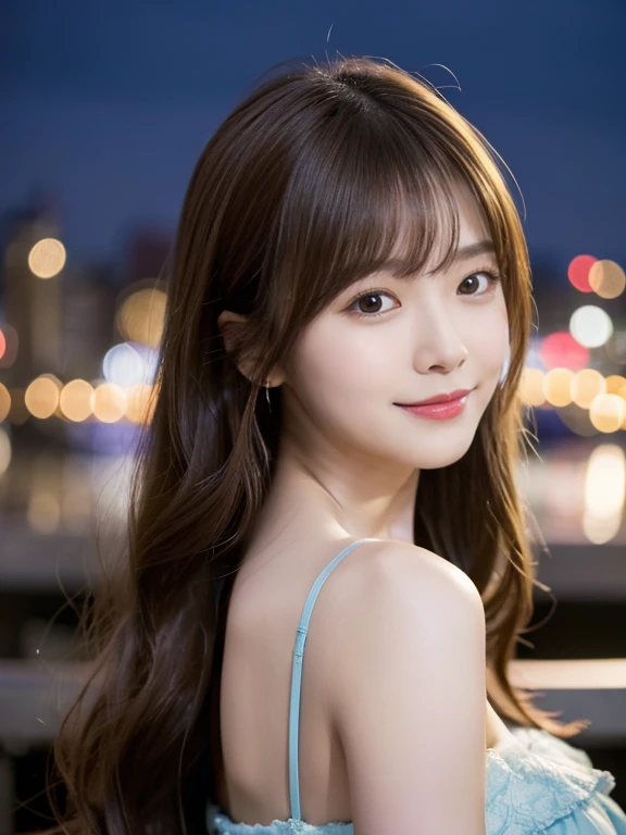 masterpiece、1 beautiful girl、Detailed eyes、Puffy eyes、highest quality, 超A high resolution, (Reality: 1.4), Cinema Lighting、Japanese、Asian Beauty、Super Beauty、Beautiful Skin、Slender、Body facing forward、(Surreal)、(High resolution)、(8k)、(Very detailed)、(Beautiful and detailed eyes)、(Ultra-detailed)、 (wallpaper)、Detailed face、Bright lighting、Professional Lighting、View your viewers、Night Scenery、Japanese Idol、Korean Idol、19 years old、The costume is a pure white see-through dress、Long Hair、Blonde: 10.5、Asymmetrical bangs 、Giggling、I can see your chest、Seductive pose、Big eyes、Pink lipstick