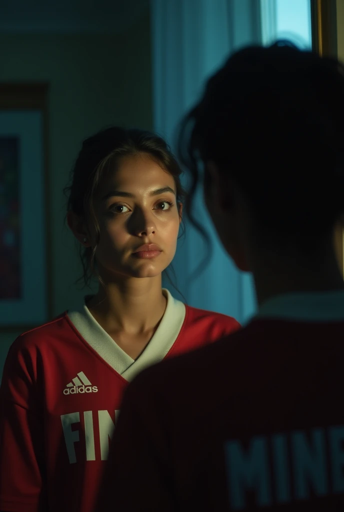 (photograph, hyperrealism, masterpiece, 8k:1.3), 1girl, Indonesian, lanky, nsfw, track suit, stacked bob hair, :o, Candlelight, Flickering, intimate glow that casts dancing shadows on the characters' faces, trending on IllustrationX, concept art, shot by joel meyerowitz, close-up