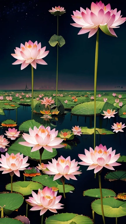  ( Surrealism ) a Surreal scene involving (Lotus flowers:1.5), Lotus world. A world made of Lotus. Lotus are everywhere, involving Lotus pond, non euclidean Lotus geometry, an abstract scene , Castle covered in Lotus, bound in Lotus. Lotus sword, Surreal Lotus, Lotus l Lotus planet, created in a medieval city Lotus, in the Gothic style, giant Lotus, 