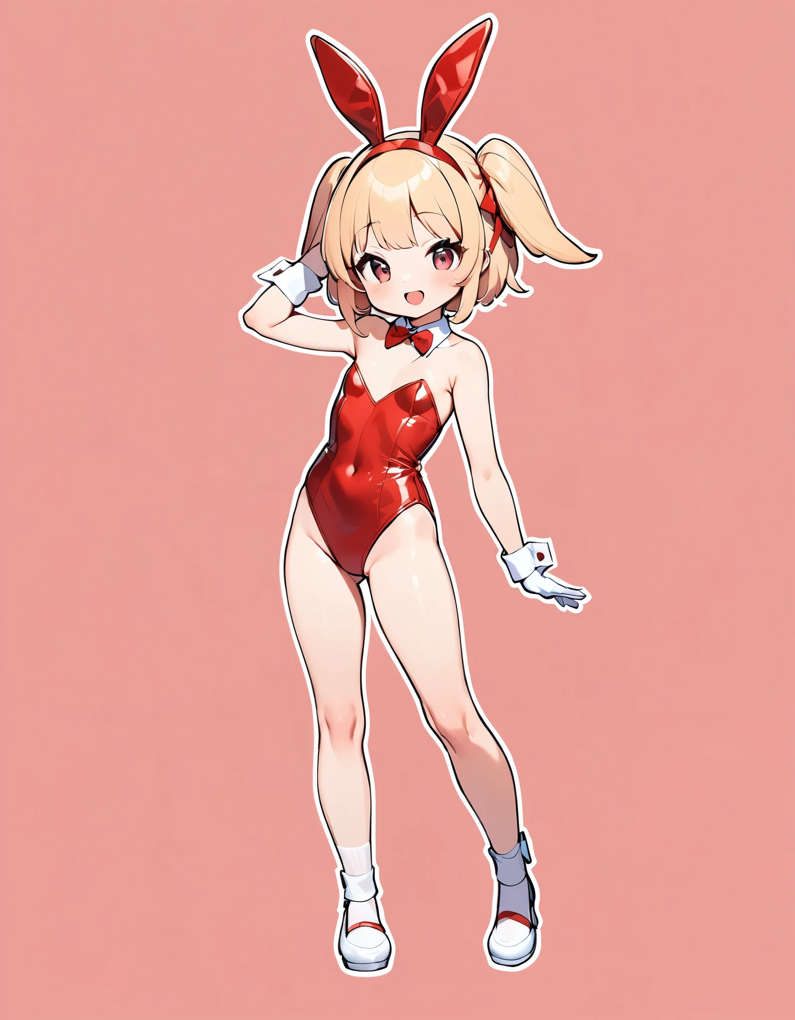 1girl, small breast, bunny suit playboy, standing, cheerful pose, fullbody, standing, blank background, masterpiece, best quality,