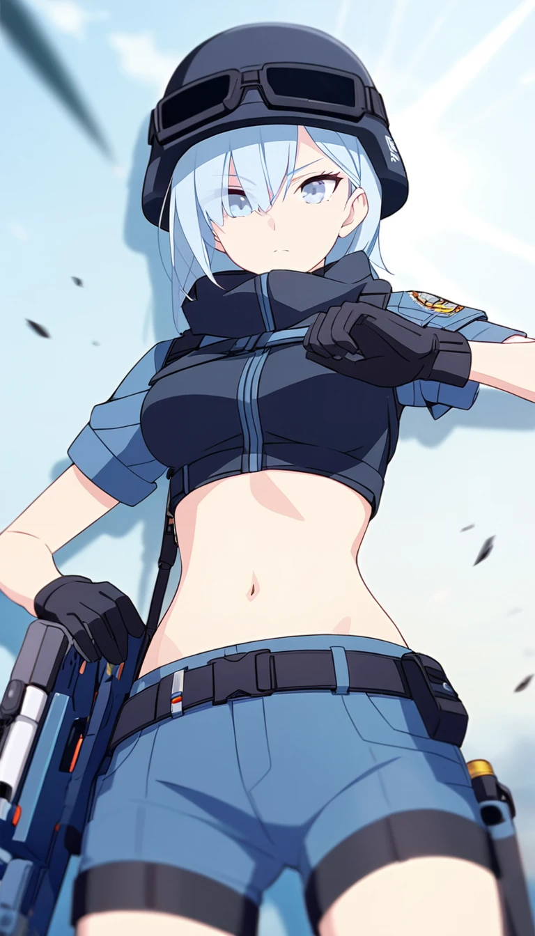 Koneko Toujou (DXD), 1girl, police uniform, police hat, policewoman, small breasts,