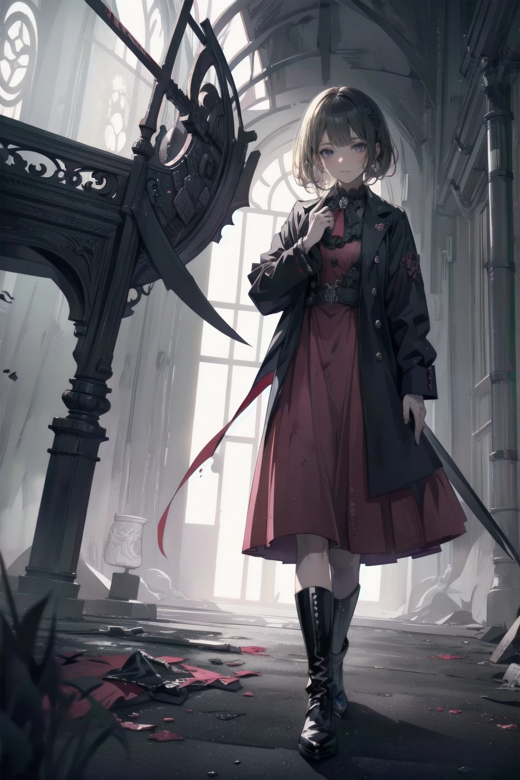 Shadowed face　、beautiful girl、とてもcute天使、Pink T-shirt、cute、Baby Face、smile、Long skirt、Black long boots、.(Highest quality,4K,High resolution,Masterpiece 1.2),Very detailed,Realistic 1.37,Spooky altar background,Dark fantasy,Red color scheme,Ominous atmosphere,Eye-catching,Storytelling,anatomy,Anime Style,Concept Art,beautiful細部までこだわった顔と (((Red eyes ))),A terrifying ritual ,Satanic Ritual,Premature death,inappropriate behavior,クレイジーなsmile,Scythe Face,Girl Monster, beautiful, Delicate facial features, Sharp Eye, Sharp Fangs, pale Skin, Dark Background, Cinema Lighting, Dramatic Shadows, Gothic style, Gloomy atmosphere, Dark fantasy, One person&#39;S, Please open your mouth wide, Open your mouth and baring your teeth,Sharp teeth like a beast, Wide lips, very wide mouth, Vermilion cheeks, ,(Blood splatter1.3),Scary smile, smile,Angel Design, TwiSted smile、Bloody、bleeding from the head,,,,,、Blood splatter、,(Blood splatter1.3),skull,Horror Style, ((Fantasy Sweet Ta Frill Pink Costume)), ((Flowing blonde hair)), ,(Blood splatter1.3),Female curves, Sexy flat stomach, Perfect hands, Perfect anime face, (pink tutu dress)), Are standing, ((邪悪なsmile)), ,(Blood splatter1.3), Steam circulates, Moonlight Illumination, night lighting, (Blood splatter1.3),アニメAngel Design, TwiSted smile、Bloody、bleeding from the head,,,,,、Blood splatter、,(Blood splatter1.3), skull,Gothic architecture、Western architecture、Fantasy World、,Victorian cities, Skeleton Gas Light,Absurd, High resolution、 ((Tabletop)), ((Highest quality)), (Very detailedな), ((Very detailed)), (beautiful), ((cute)), (nfsw1.8), One personで,(1.6)、(world&#39;The most scary and creepy demon girl 1.5)beautiful face、Whole Body Ezbian、pale, beautiful肌、beautiful金の髪、優しくsmileむ、Dark building ruins、(snow white&#39;Ruffled Dresses 1.3)、(暗い廃墟はBloody 1.3)、Low angle full body shot、(少女は血の海の中にAre standing1.2)、(The ground is .3)、(The girl lost a lot of blood.....1.3)、(クレイジーなsmile1.6)、Spirits、(Blood dripping from the mouth 1.3)、
