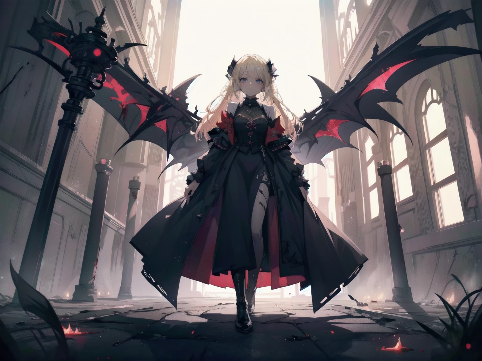 Shadowed face　、beautiful girl、とてもcute天使、Pink T-shirt、cute、、smile、Long skirt、Black long boots、.(Highest quality,4K,High resolution,Masterpiece 1.2),Very detailed,Realistic 1.37,Spooky altar background,Dark fantasy,Red color scheme,Ominous atmosphere,Eye-catching,Storytelling,anatomy,Anime Style,Concept Art,beautiful細部までこだわった顔と (((Red eyes ))),A terrifying ritual ,Satanic Ritual,Premature death,inappropriate behavior,クレイジーなsmile,Scythe Face,Girl Monster, beautiful, Delicate facial features, Sharp Eye, Sharp Fangs, pale Skin, Dark Background, Cinema Lighting, Dramatic Shadows, Gothic style, Gloomy atmosphere, Dark fantasy, One person&#39;S, Please open your mouth wide, Open your mouth and baring your teeth,Sharp teeth like a beast, Wide lips, very wide mouth, Vermilion cheeks, ,(Blood splatter1.3),Scary smile, smile,Angel Design, TwiSted smile、Bloody、bleeding from the head,,,,,、Blood splatter、,(Blood splatter1.3),skull,Horror Style, ((Fantasy Sweet Ta Frill Pink Costume)), ((Flowing blonde hair)), ,(Blood splatter1.3),Female curves, Sexy flat stomach, Perfect hands, Perfect anime face, (pink tutu dress)), Are standing, ((邪悪なsmile)), ,(Blood splatter1.3), Steam circulates, Moonlight Illumination, night lighting, (Blood splatter1.3),アニメAngel Design, TwiSted smile、Bloody、bleeding from the head,,,,,、Blood splatter、,(Blood splatter1.3), skull,Gothic architecture、Western architecture、Fantasy World、,Victorian cities, Skeleton Gas Light,Absurd, High resolution、 ((Tabletop)), ((Highest quality)), (Very detailedな), ((Very detailed)), (beautiful), ((cute)), (nfsw1.8), One personで,(1.6)、(world&#39;The most scary and creepy demon girl 1.5)beautiful face、Whole Body Ezbian、pale, beautiful肌、beautiful金の髪、優しくsmileむ、Dark building ruins、(snow white&#39;Ruffled Dresses 1.3)、(暗い廃墟はBloody 1.3)、Low angle full body shot、(少女は血の海の中にAre standing1.2)、(The ground is .3)、(The girl lost a lot of blood.....1.3)、(クレイジーなsmile1.6)、Spirits、(Blood dripping from the mouth 1.3)、
