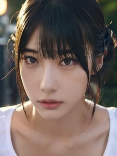 (Highest quality, 8k, masterpiece :1.3), (Realistic, photoRealistic: 1.37), (One girl), (slim), (Japanese), (Wet body) (Random Pause), (Long Hair, Random Hairstyles), (Outdoor), (Highly detailed face), (Detailed eyes), (double eyelid), (Eyeshadow Intensity), (Lots of eyelashes), (Professional Lighting), (Photon Mapping), (Radio City), (Look directly at the viewer), (Full Body Lesbian), (Legs open), (Cropped T-shirt and), (slimな体型), (slimガールモデル), (2 female models), (Huge cleavage) (good, No top, Bare Chest),