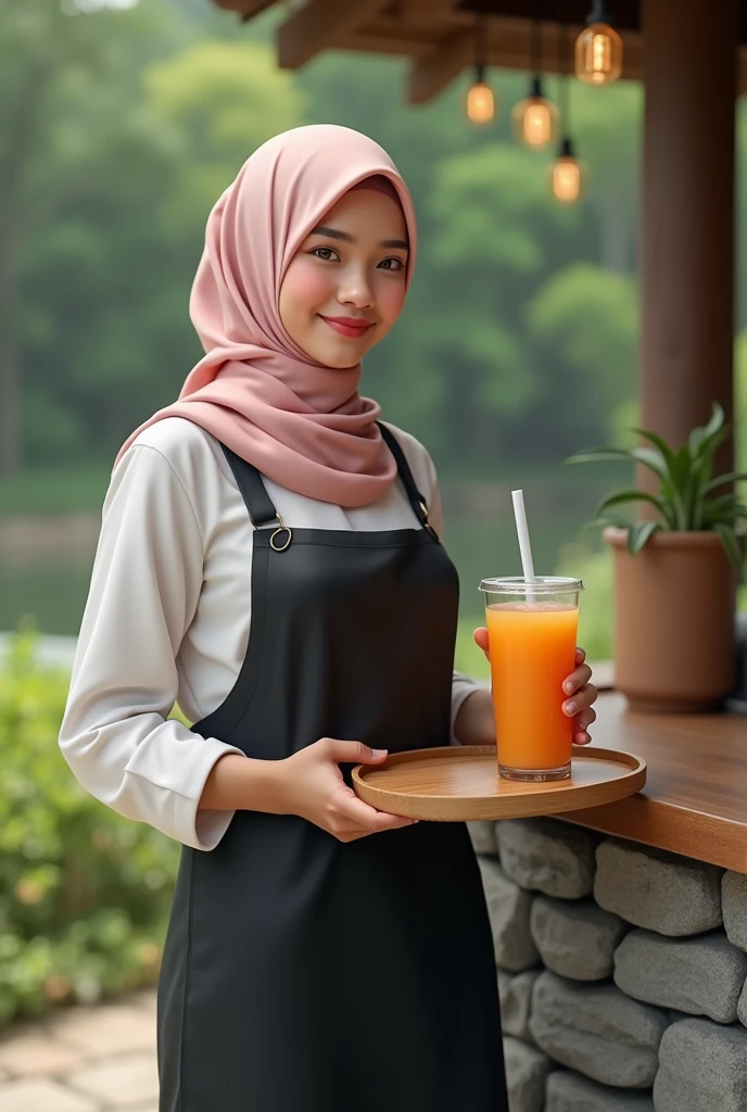 A beautiful Asian girl wearing a hijab is being milked with a cow's milking tool and the tool is attached to her breasts, and makes the girl look very painful