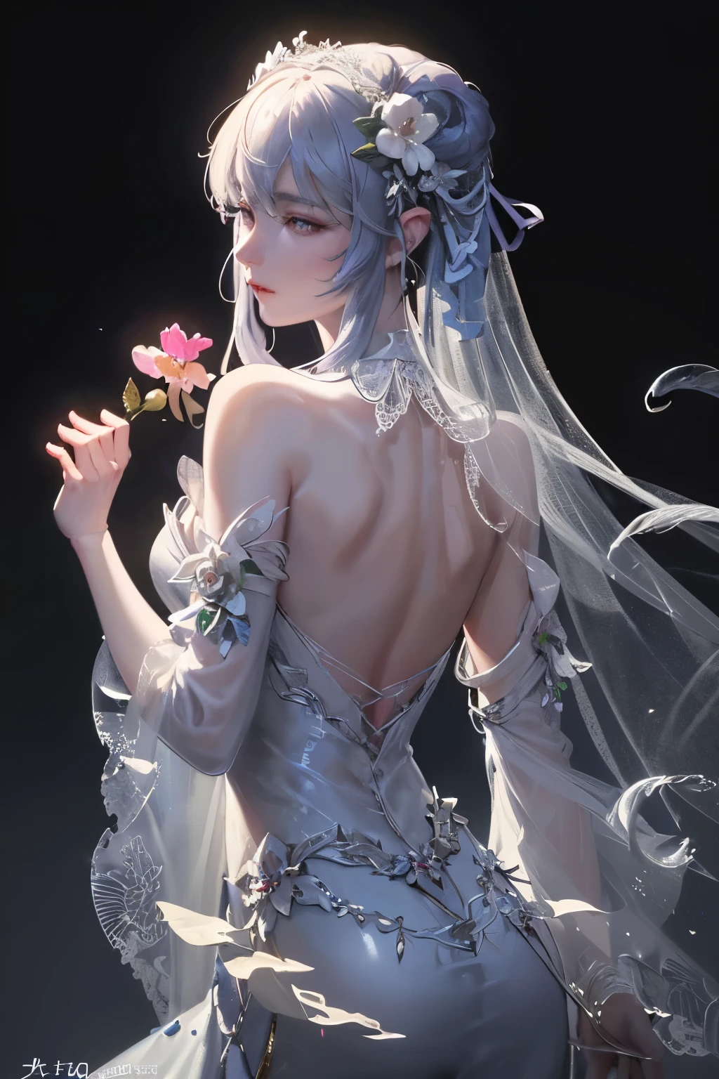 highest quality, Realistic, photoRealistic, Super detailed, "Mountain of flowers and fruits+Fairy+Chinese architecture" Very detailed carving "Southern Ice" porcelain,Ultra Wide Angle,Accent lighting,Volumetric lighting,Backlight, (Detailed light),((Very delicate and beautiful)),dramatic_Shadow,Ray_trace,High resolution