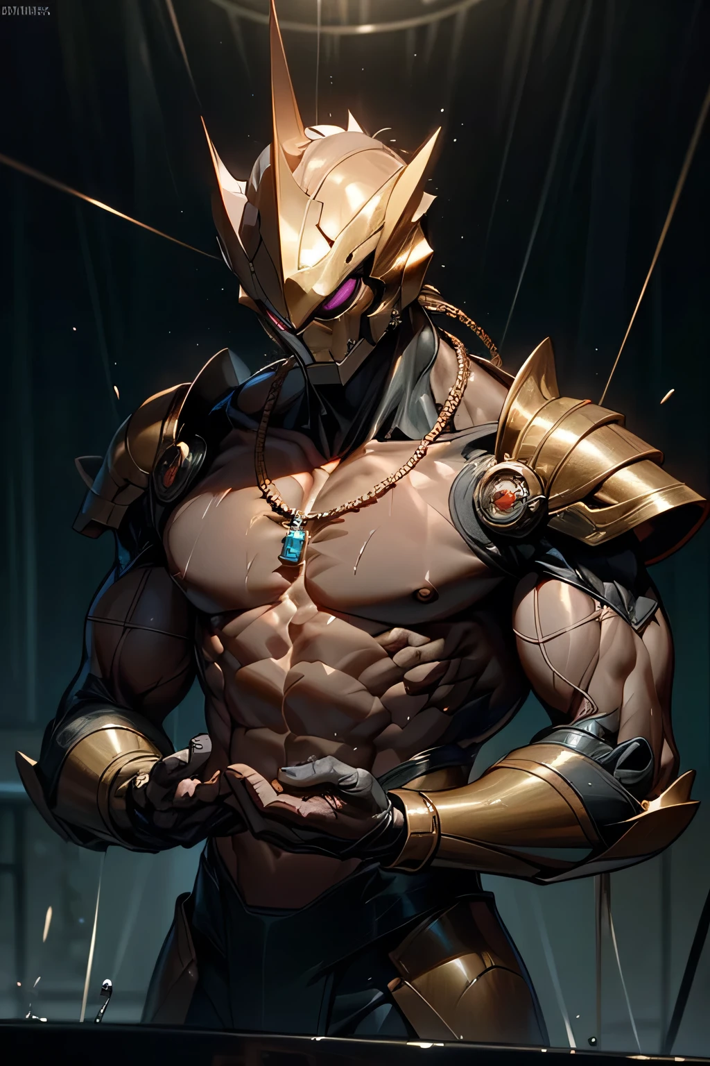 dark elf male,((man:1.5)),1 man,elf_male,dark elf,

(male,muscle,1boy,1 boy,pectoral,man chest,muscular),25 year old man,young,((1male,1 male,1man,man,male gender:1.5,handsome man,male focus)),(((elf))),(((elf ears))),

dark elf, pointed ears,(((red_eyes:1.3))),intricate eyes,beautiful detailed eyes,symmetrical eyes,(((dark skin:1.5))),white hair,(((lustrous skin:1.5,bright skin: 1.5,skin tanned,shiny skin,very shiny skin,shiny body,plastic glitter skin,exaggerated shiny skin,illuminated skin))),

young handsome male,((detailed face)), 

serious face,

(light armor,(facemask:1.5,sheep horns:1.5)),((red pants,bulge in pants)),((intricate outfit,intricate clothes,red theme,black theme)),

(dynamic pose:1.0),serious attitude,(centered,scale to fit dimensions,Rule of thirds),medium shot,

((((many fireflies,fireflies,glowing fireflies,fireflies in the background)))),

((night)),(((cavern with sparkling crystals))),(((bright crystals on the walls))),(((glow crystals))),(((moss))),(((moss everywhere))),(((lots of moss))),(((underground rivers))),(((captivating descent))),(((spectacular free fall))),(((Crystal Caves))),,scenery:1.25,intricate scenery,

(Glossy winter ornaments),highres,sharp focus,(ultra detailed,extremely detailed),(photorealistic artwork:1.37),(extremely detailed CG unity 8k wallpaper),(((vibrant colors,vibrant theme))),(intricate),(masterpiece),(best quality),artistic photography,(photography taken by sldr),(intricate background),perfect rendered face,perfect face details,realistic face,photo realistic,((intricate detail)),(((realism))),
