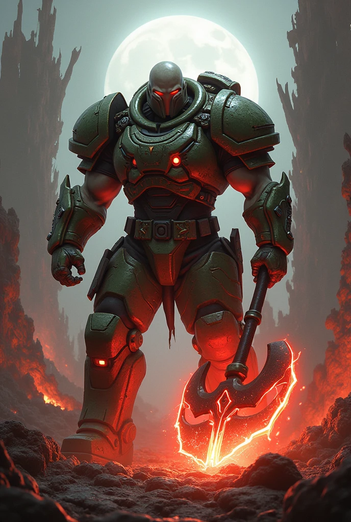 The Doom Slayer from DOOM Eternal wielding a Laser Axe